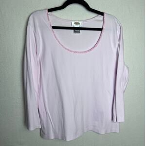 Talbots Intimates Women Long Sleeve Light Pink Sequin Lined Scoop Neck Size XL